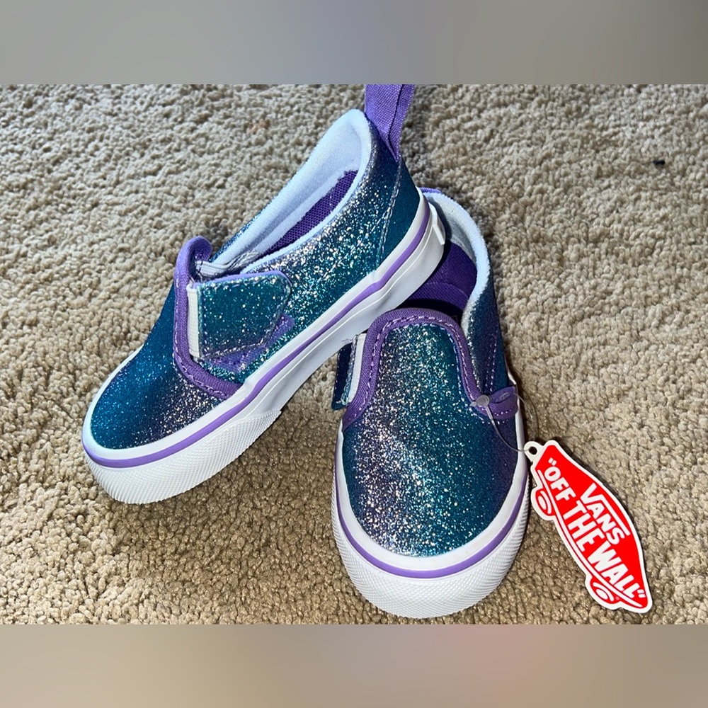 Blue and Purple Glitter Toddler Vans